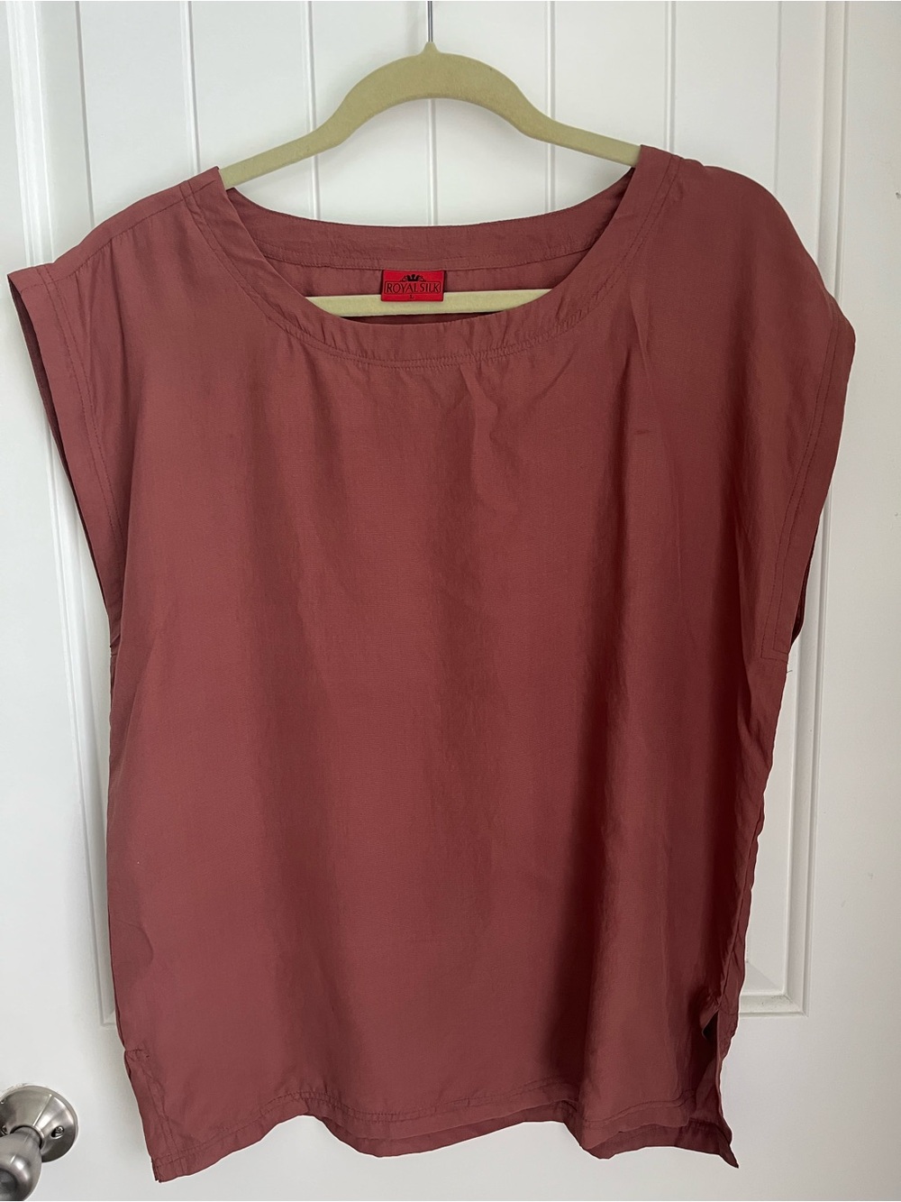 Mauve rust brown Scoop Neck Cap Sleeve *SILK*